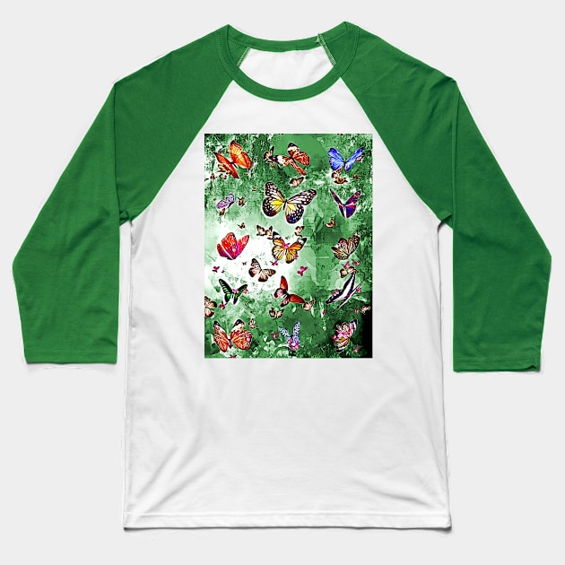 Cartoon Butterflies Baseball T-Shirt by danieljanda